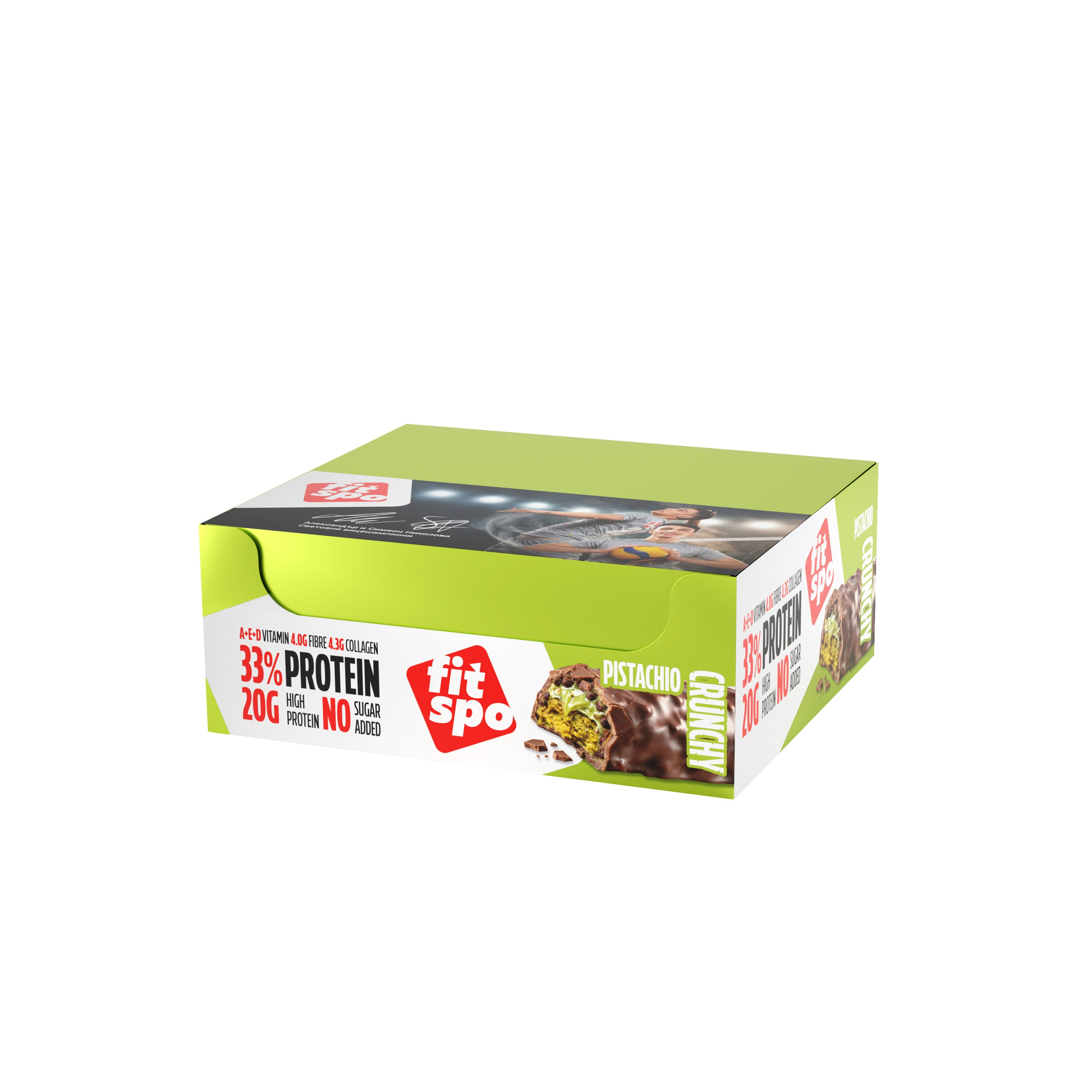 Protein bar CRUNCHY Pistachio, 12х60g – fitspozone