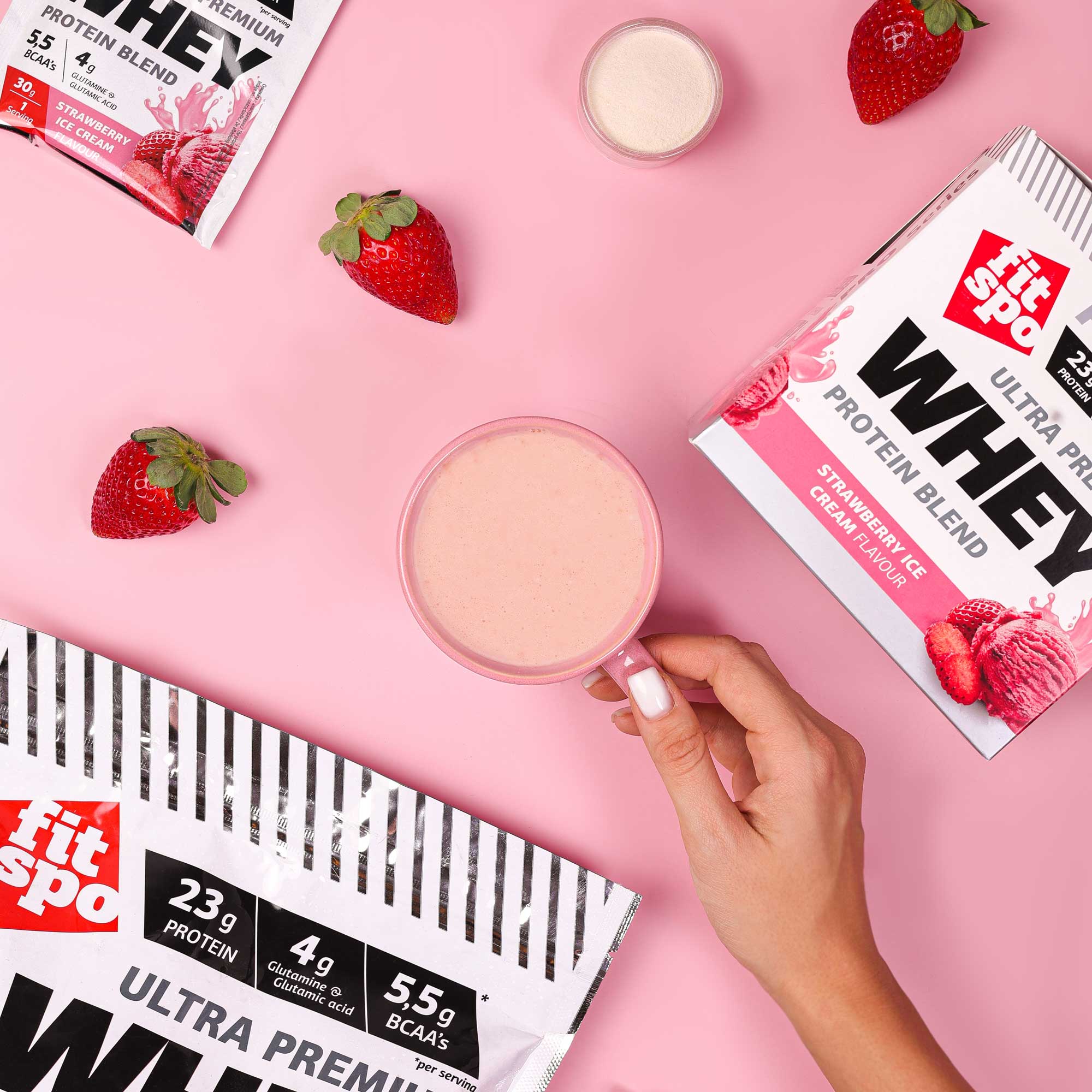 Whey Protein Powder Pro 23g Protein, Strawberry Ice Cream, 1x908g