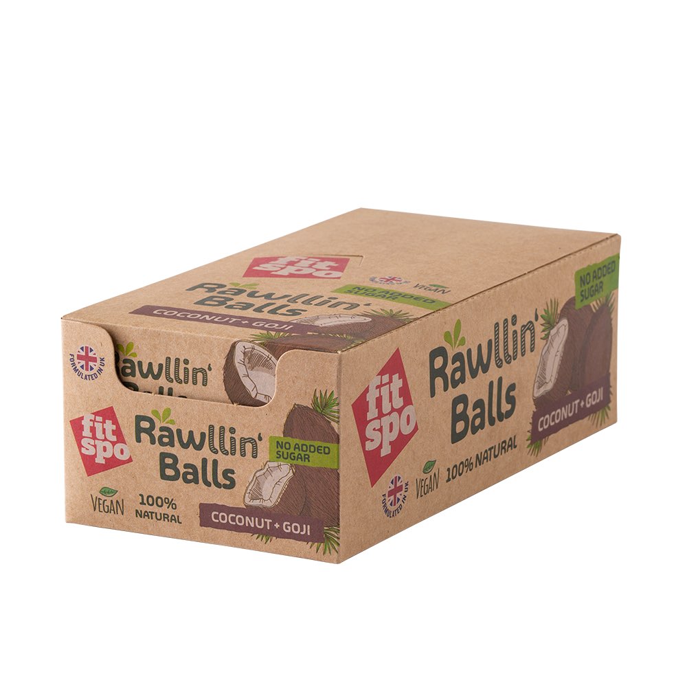 Сурови веган бонбони FitSpo Rawling balls Coconut and Goji berry, 12x48g