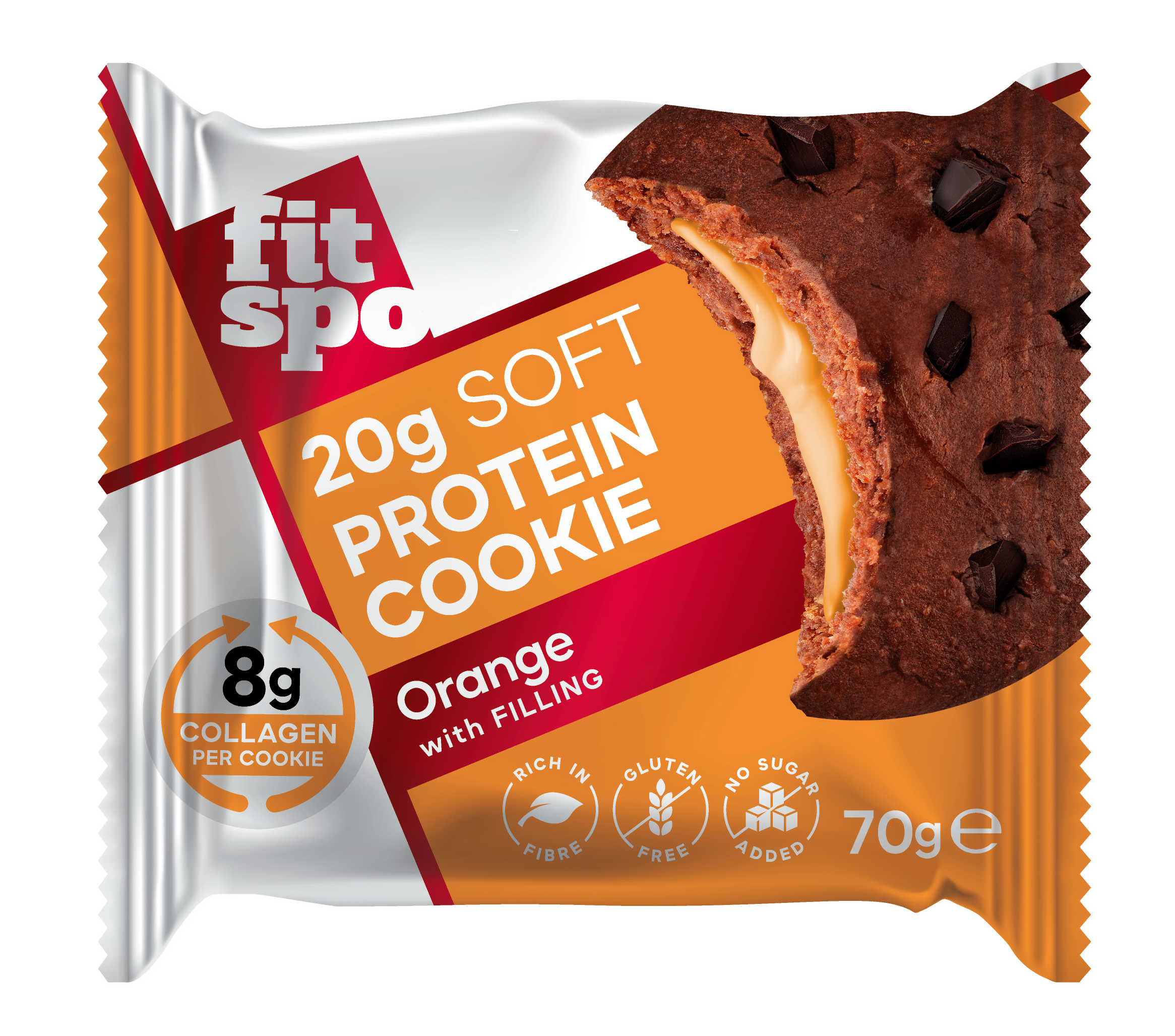 Protein Cookie FitSpo 20g protein, Orange, 10x70g - FitSpo Nutrition